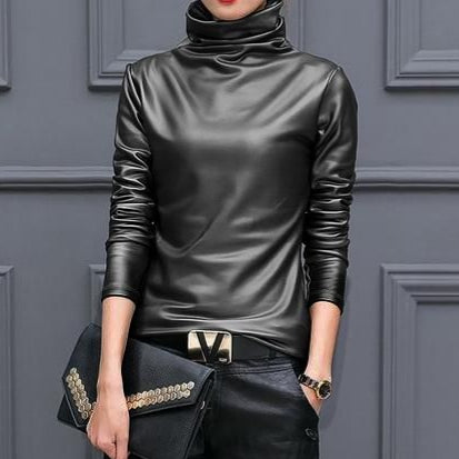 Leatherette Turtleneck