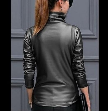 Leatherette Turtleneck
