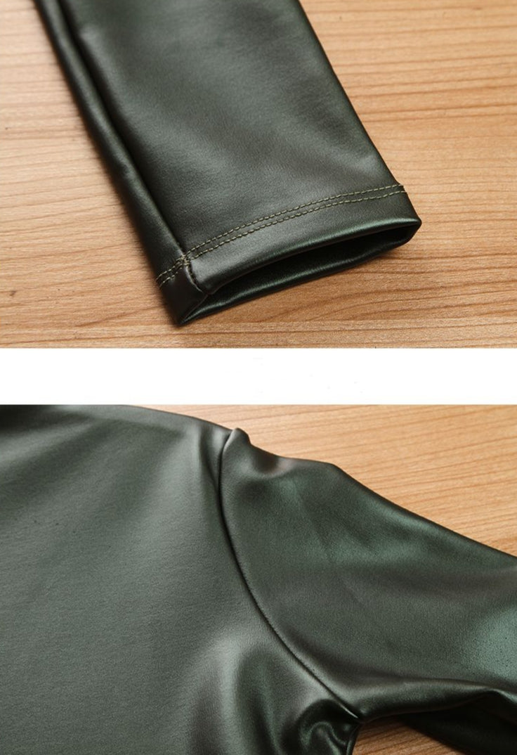 Leatherette Turtleneck