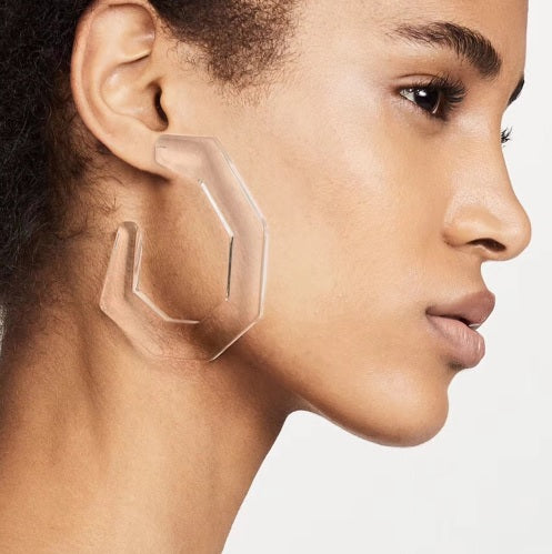 Transparent Geometric Hoop Earrings