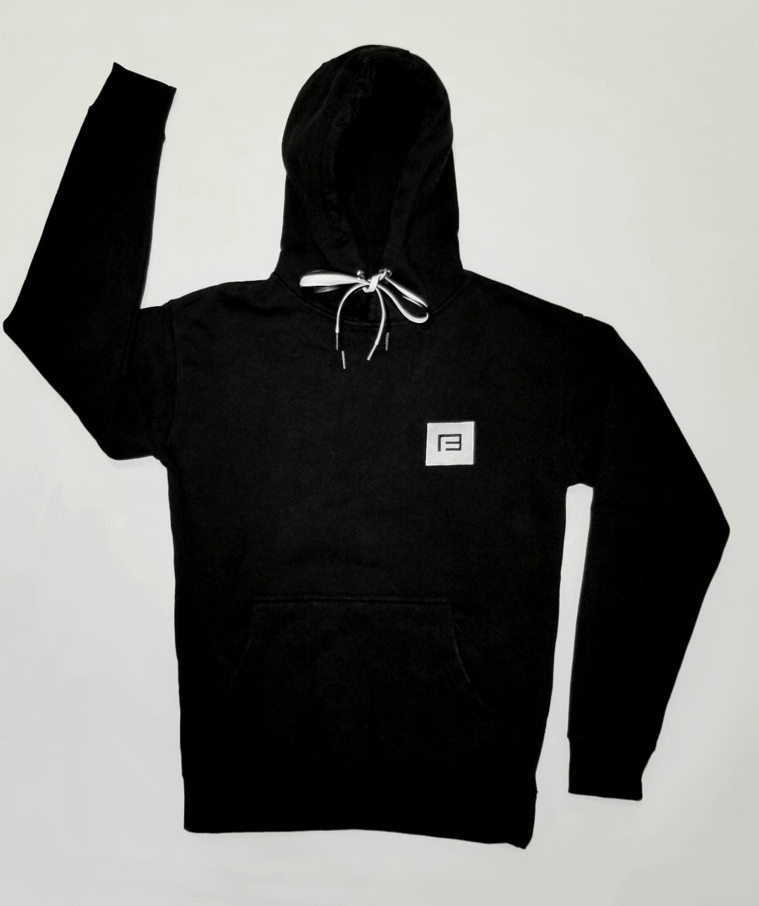 Embroidered Logo Hoody w Leather Drawstrings