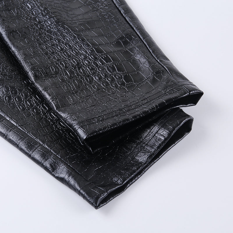 Leatherette Embossed Pant