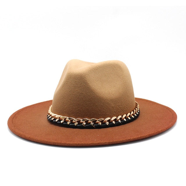 Ombre Fedora with Metallic Chain Accessory