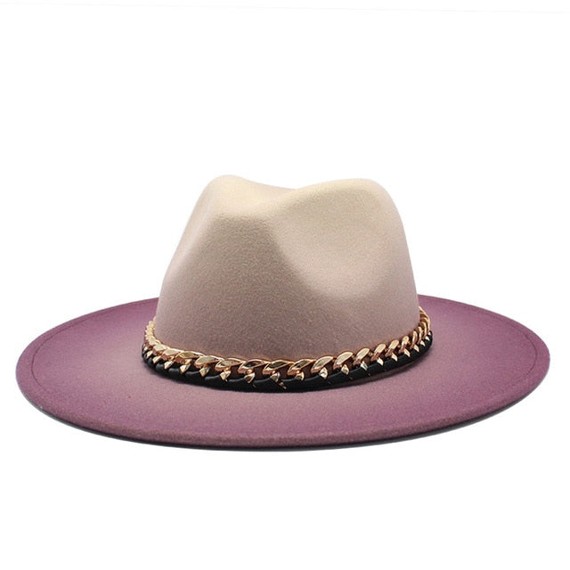 Ombre Fedora with Metallic Chain Accessory