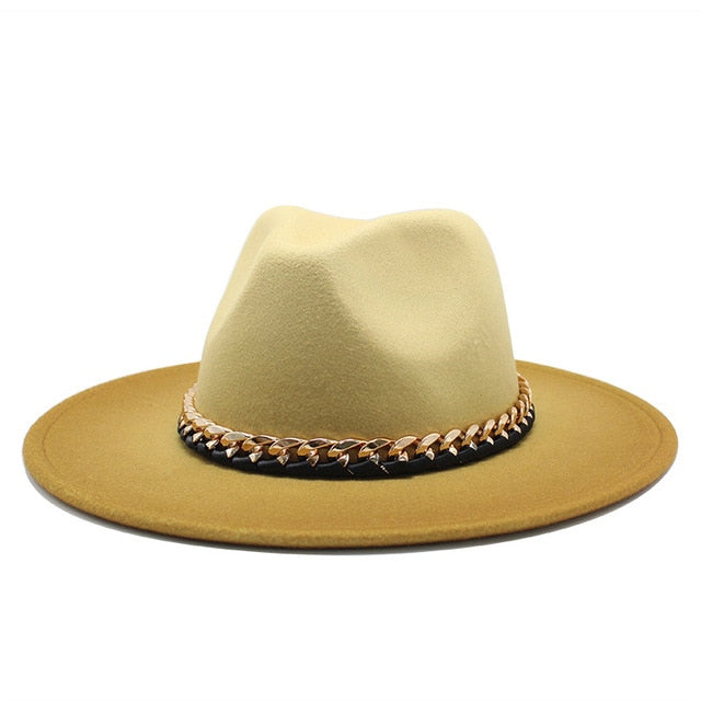 Ombre Fedora with Metallic Chain Accessory