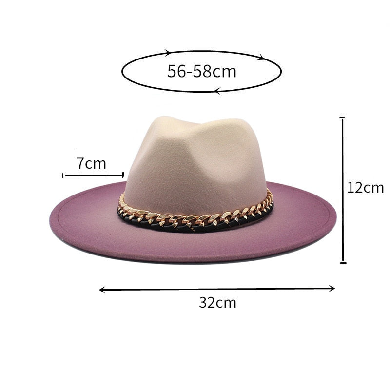 Ombre Fedora with Metallic Chain Accessory