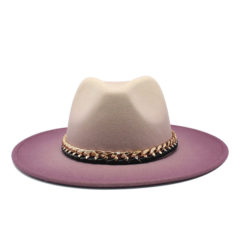 Ombre Fedora with Metallic Chain Accessory