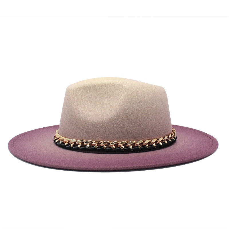 Ombre Fedora with Metallic Chain Accessory