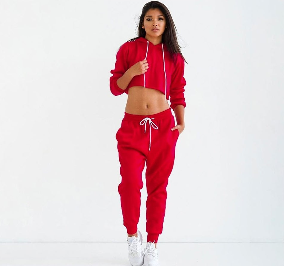 'Champs' Crop Hoodie + Jogger Set