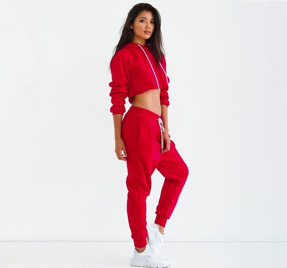 'Champs' Crop Hoodie + Jogger Set