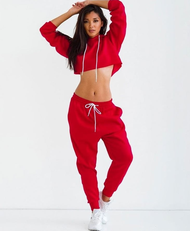'Champs' Crop Hoodie + Jogger Set