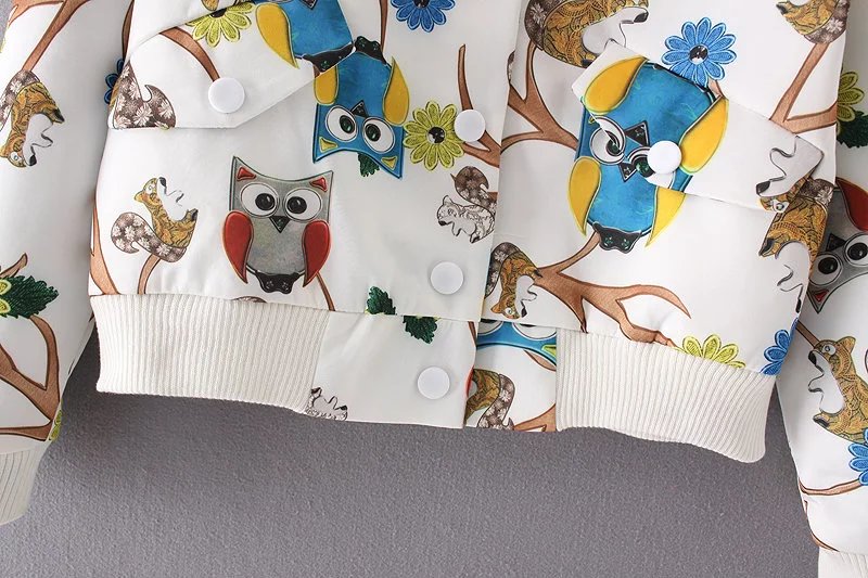 Owl Print Bomber Jacket