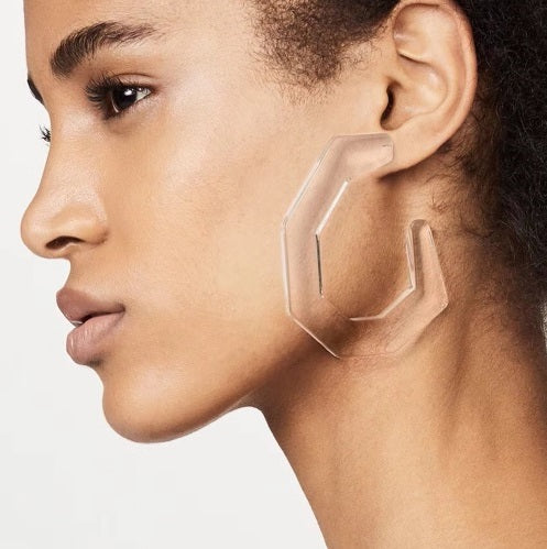 Transparent Geometric Hoop Earrings