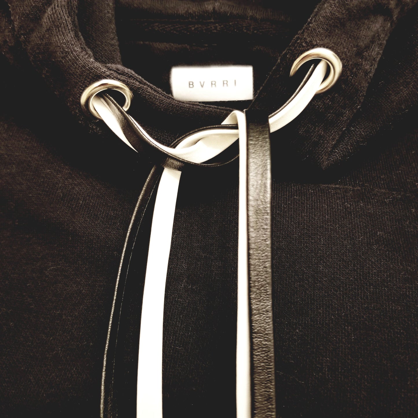 Embroidered Logo Hoody w Leather Drawstrings