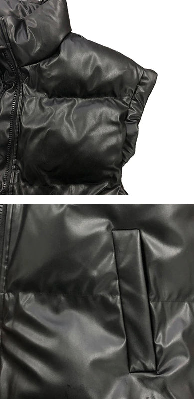 Oversized Leatherette Puffer Vest