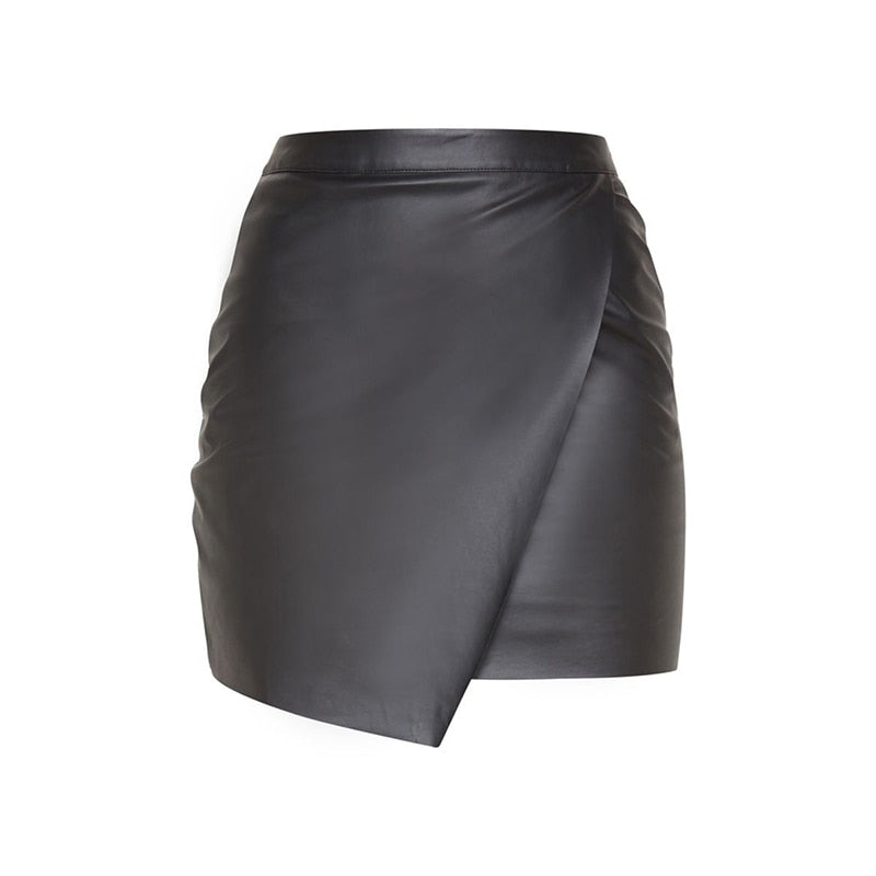 Leatherette Asymmetric Skirt
