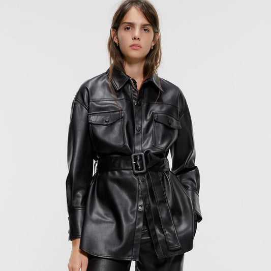 Leatherette Button Shirt