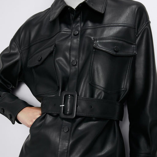Leatherette Button Shirt