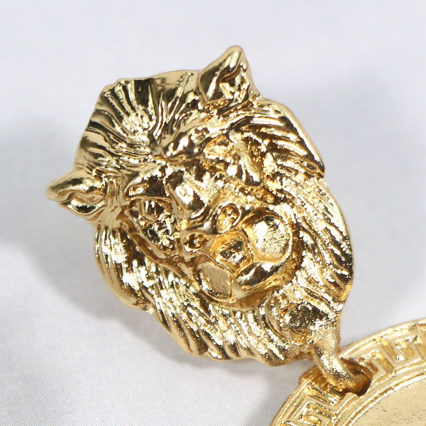 Lion Emblem Drop Earrings