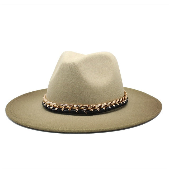 Ombre Fedora with Metallic Chain Accessory