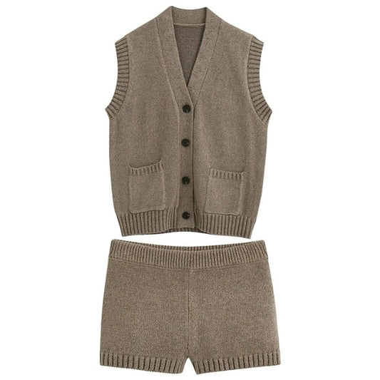 Mocha Sweater Vest Set
