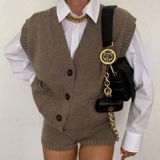 Mocha Sweater Vest Set